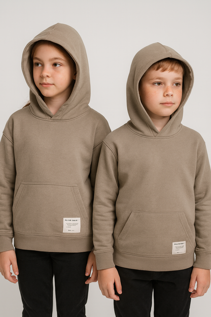 ZARRAA Branded Kids Premium Fleece Hoodie – Taupe Mocha KH-06