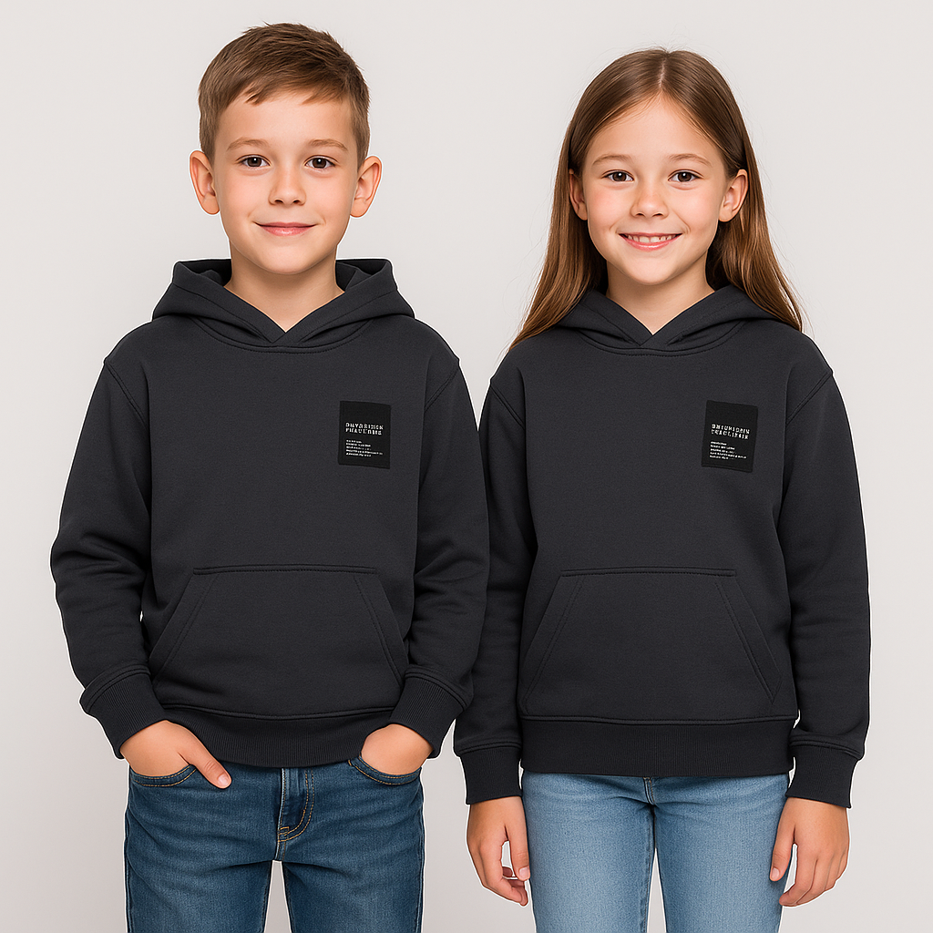 ZARRAA Branded Kids Premium Winter Fleece Hoodie – Charcoal Black KH-05