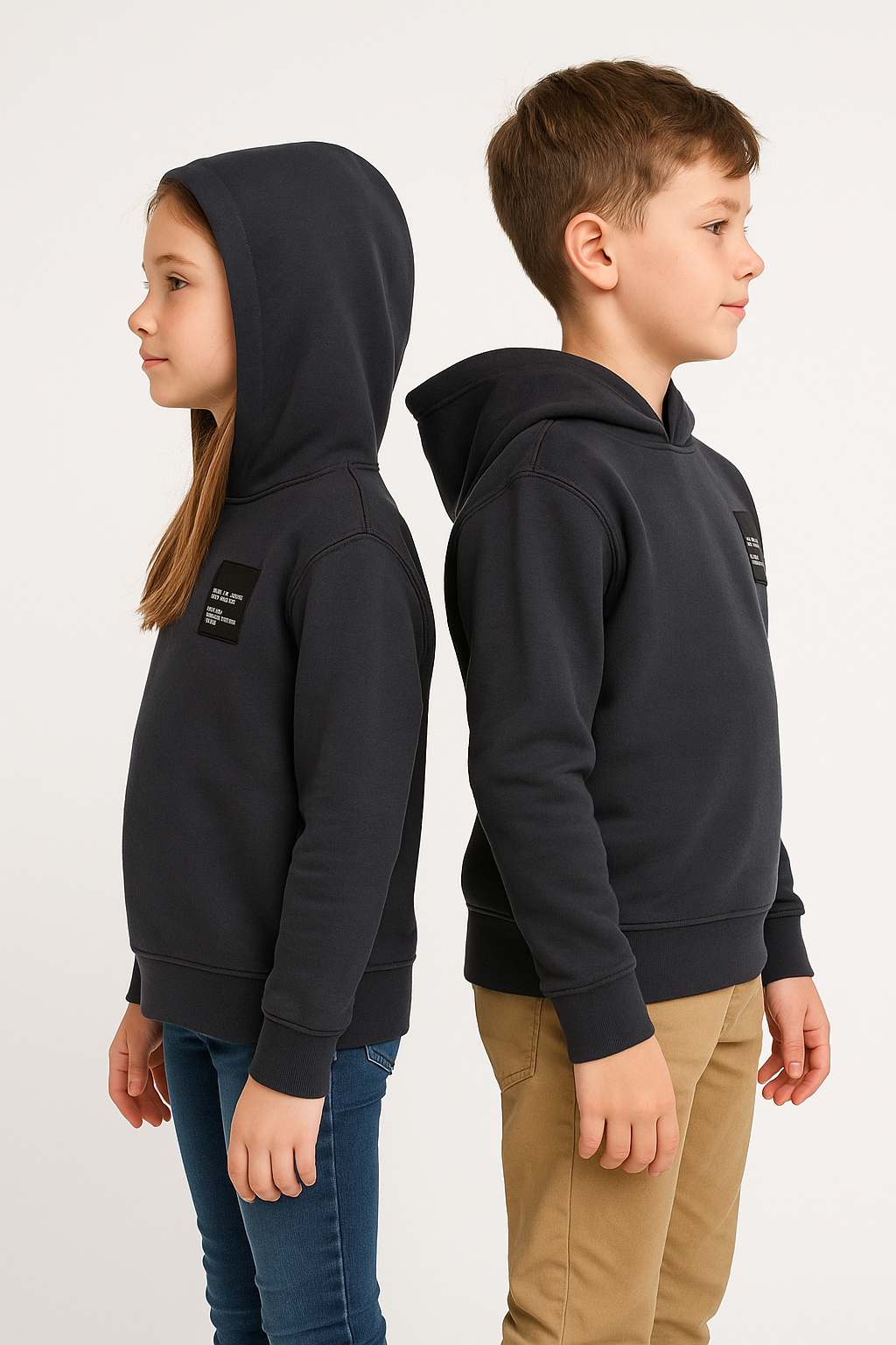ZARRAA Branded Kids Premium Winter Fleece Hoodie – Charcoal Black KH-05