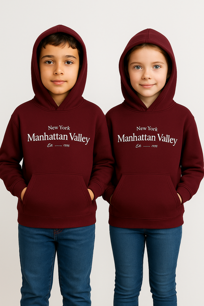 ZARRAA Branded “Manhattan Valley” Premium Kids Hoodie – Maroon KH-02