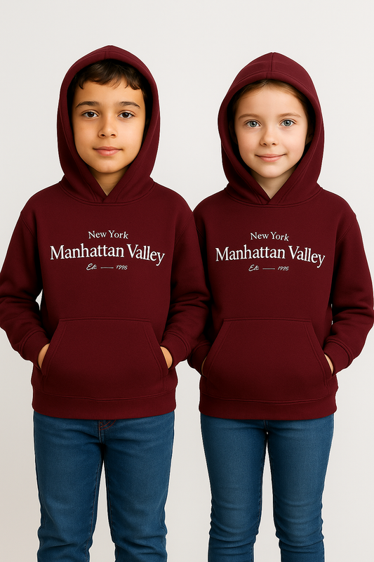ZARRAA Branded “Manhattan Valley” Premium Kids Hoodie – Maroon KH-02