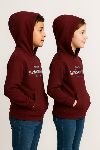ZARRAA Branded “Manhattan Valley” Premium Kids Hoodie – Maroon KH-02