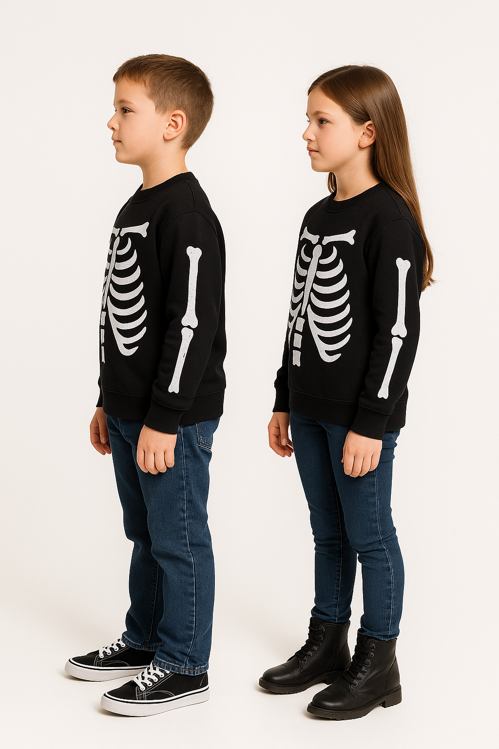 Leftees Branded Unisex Kids Glow Skeleton Sweatshirt – Black KSWT-04