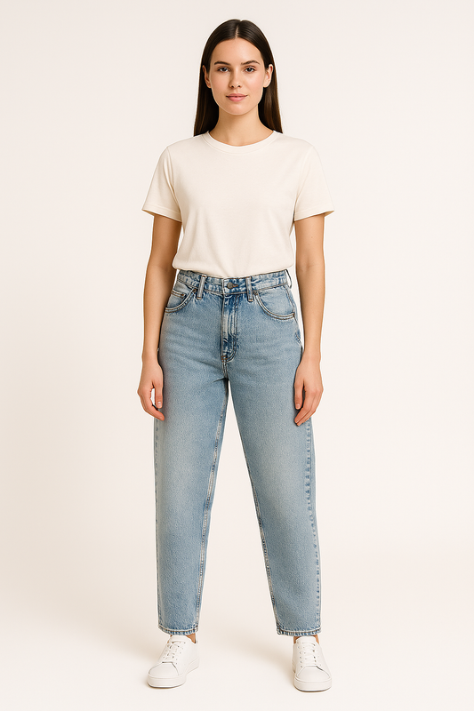 Branded Women’s Light Wash Skater-Fit Relaxed Denim Jeans WJN-02