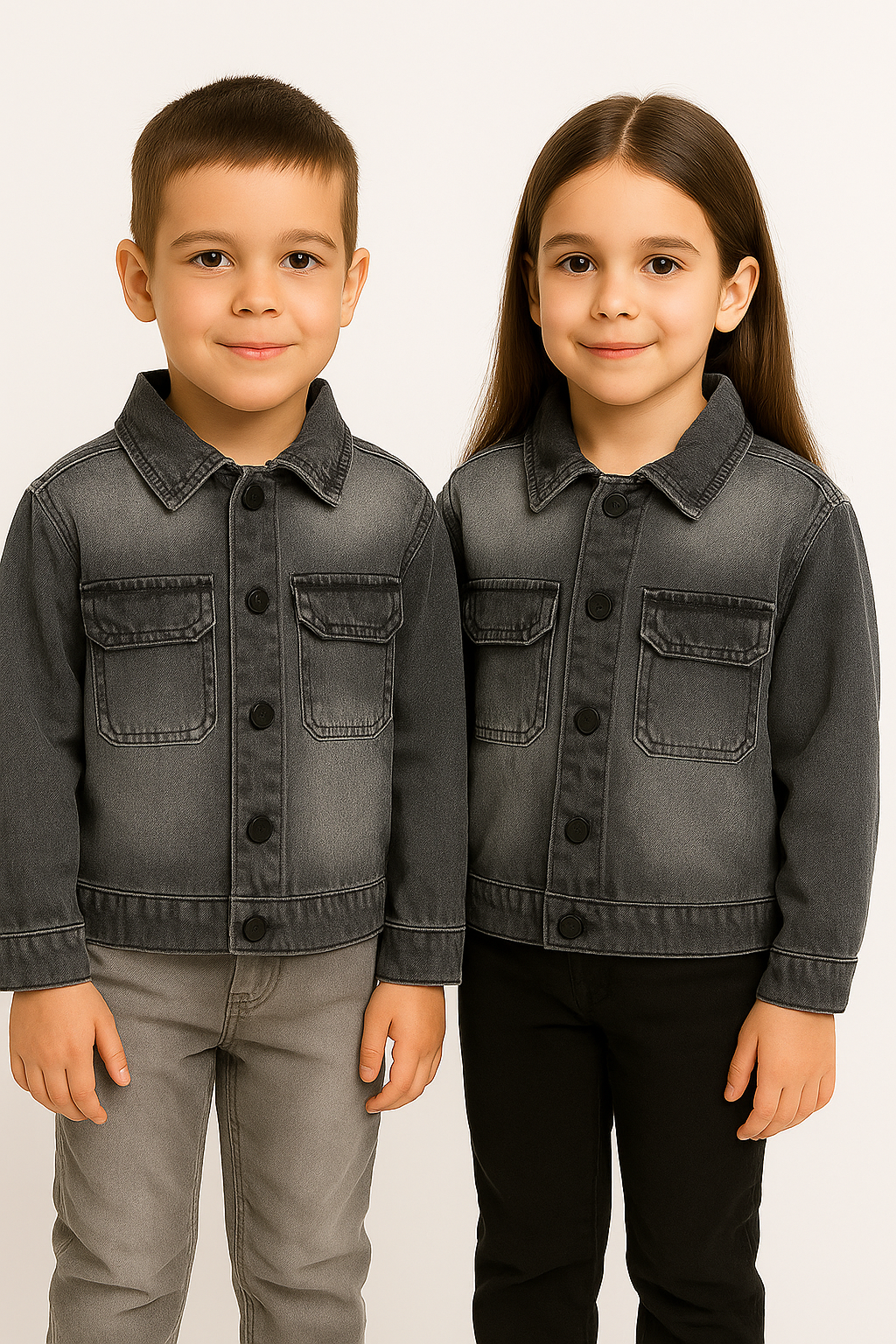 Branded Kids Unisex Washed Black Denim Jacket – Smoke Fade Edition KUJ-05