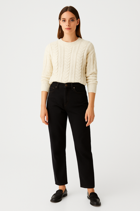 Cortfil Branded Women’s Premium High-Rise Black Jeans WJN-01