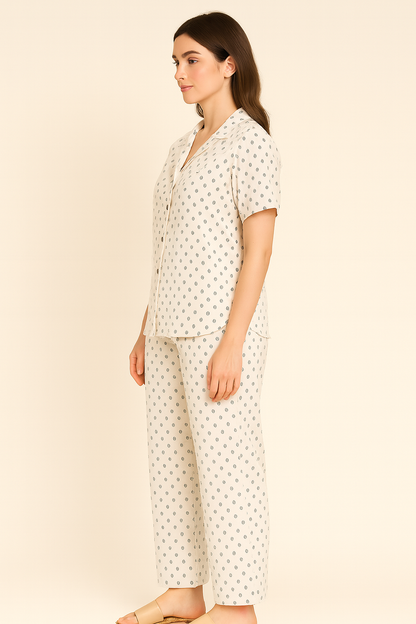 Zelig Branded Off-White Printed Co-Ord Set WCS-07