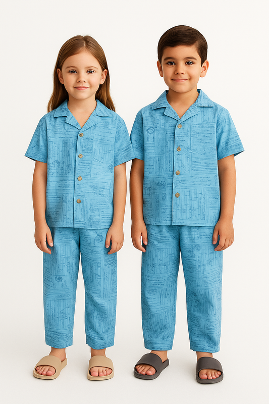 Spark Sky Blue Printed Co-ord Set for Kids KUCS-01