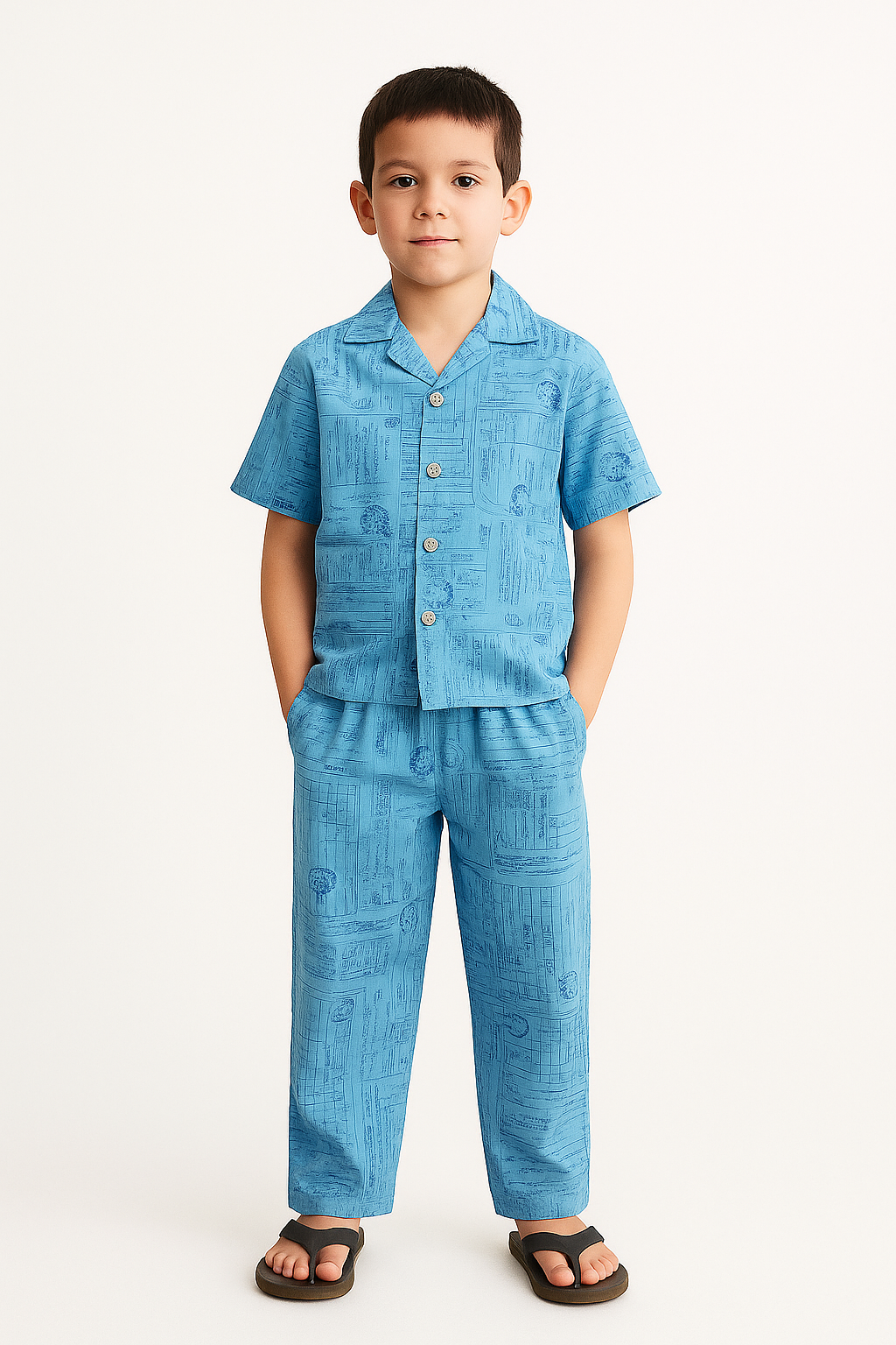 Spark Sky Blue Printed Co-ord Set for Kids KUCS-01