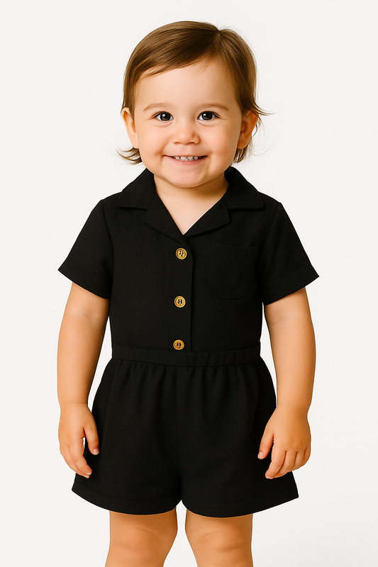 Spark Branded Girl's Co-ord (Shirt + Shorts) Set Black Color GCS-01