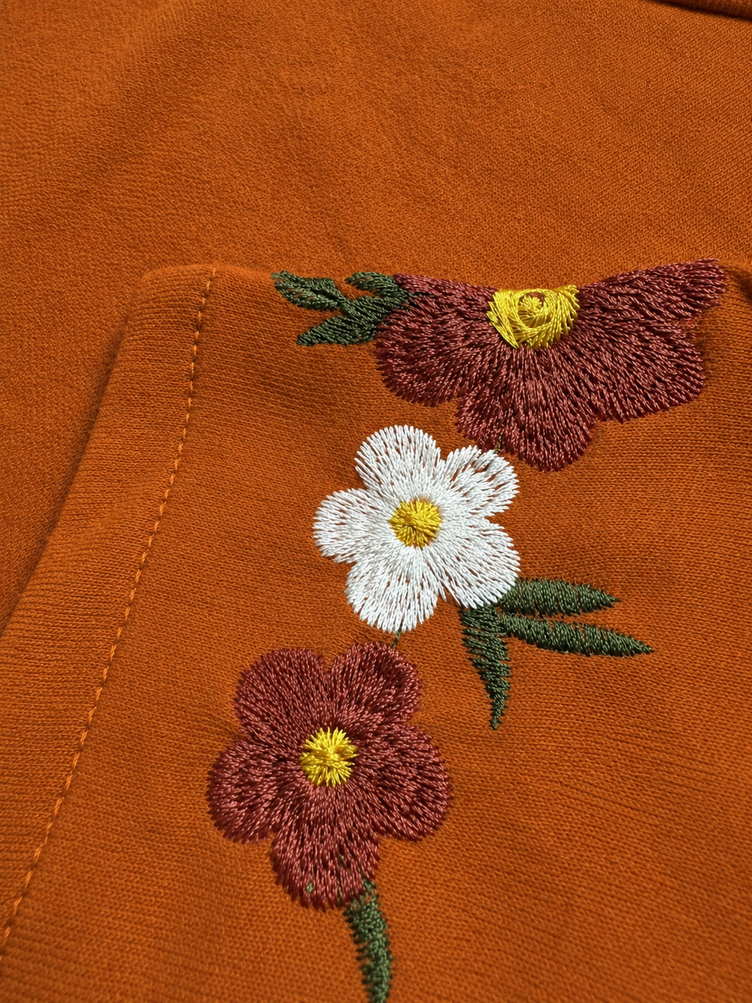 Branded Rust Embroidered Floral Sweatshirt Sp-19