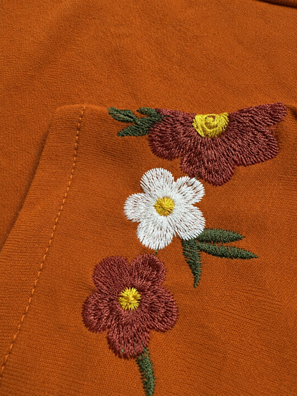 Branded Rust Embroidered Floral Sweatshirt Sp-19