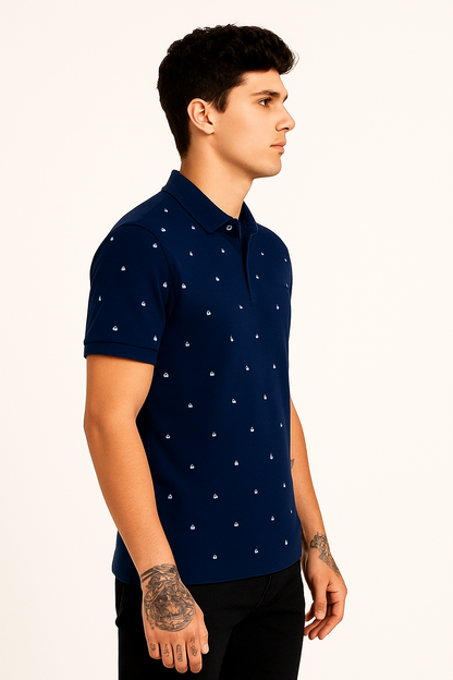 Lacostie Branded Polo T-shirt Navy Blue Color Mpt-30