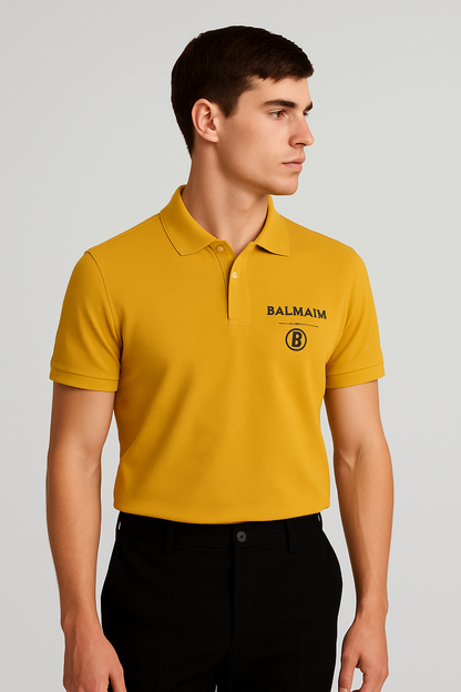 Balmen Pars Branded Polo T-shirt Mustard Color Mpt-47