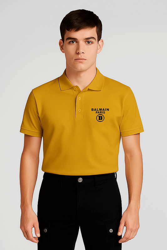 Balmen Pars Branded Polo T-shirt Mustard Color Mpt-47