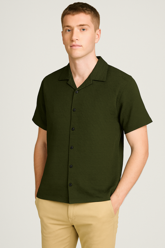 Zelig Branded Casual Textured Shirt Green Color MCS-12