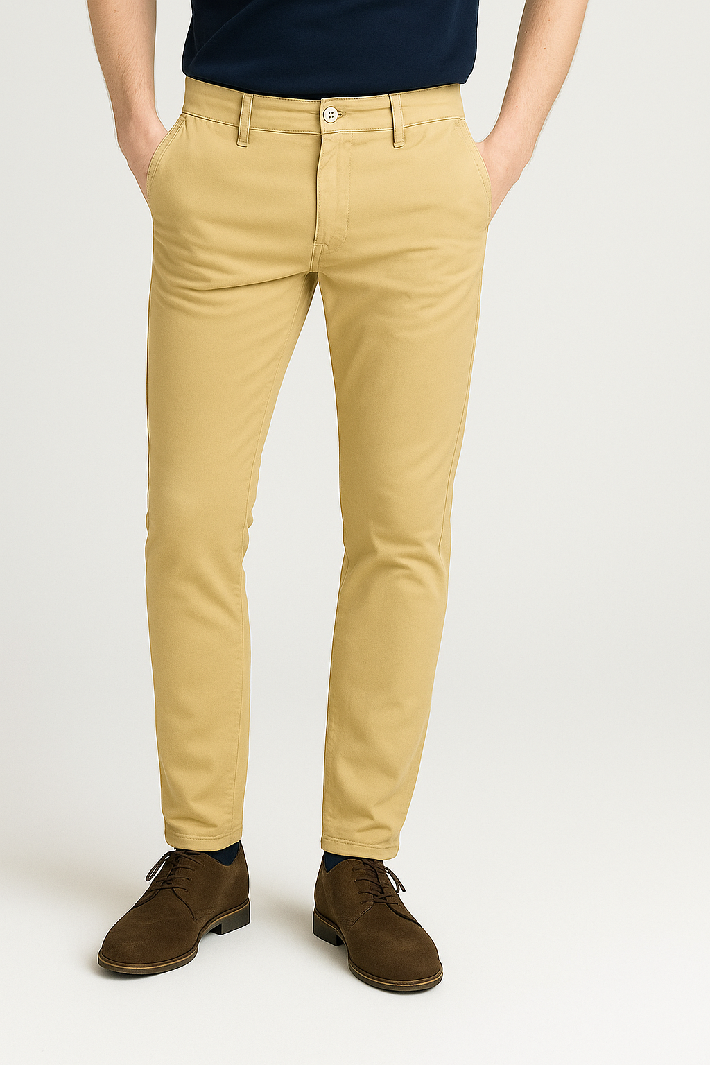Bershk Branded Men's Slim Fit Chino Pant Light Brown Color MCP-25