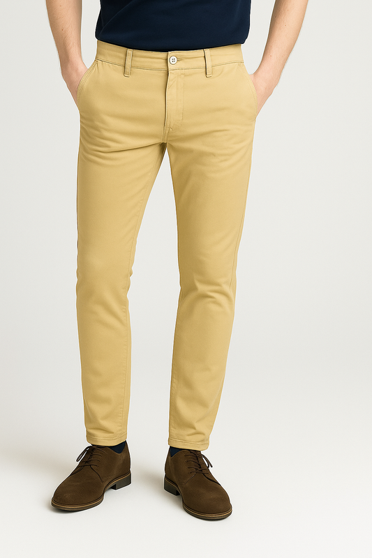 Bershk Branded Men's Slim Fit Chino Pant Light Brown Color MCP-25