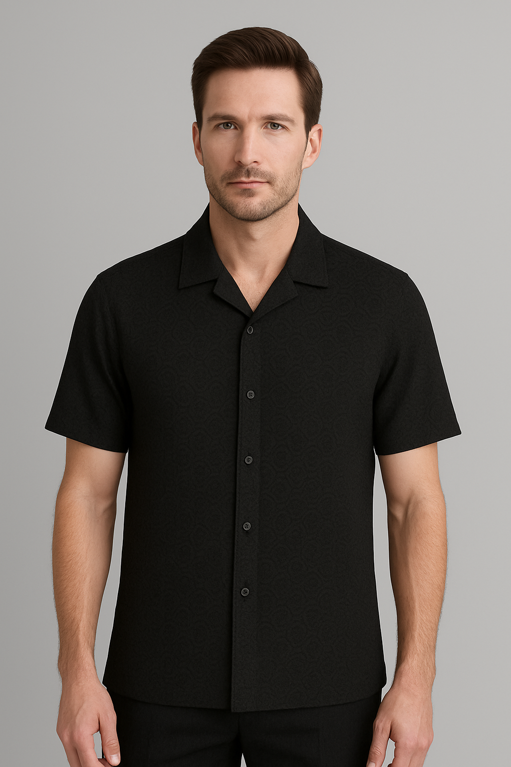 Zelig Branded Casual Textured Shirt Black Color MCS-17