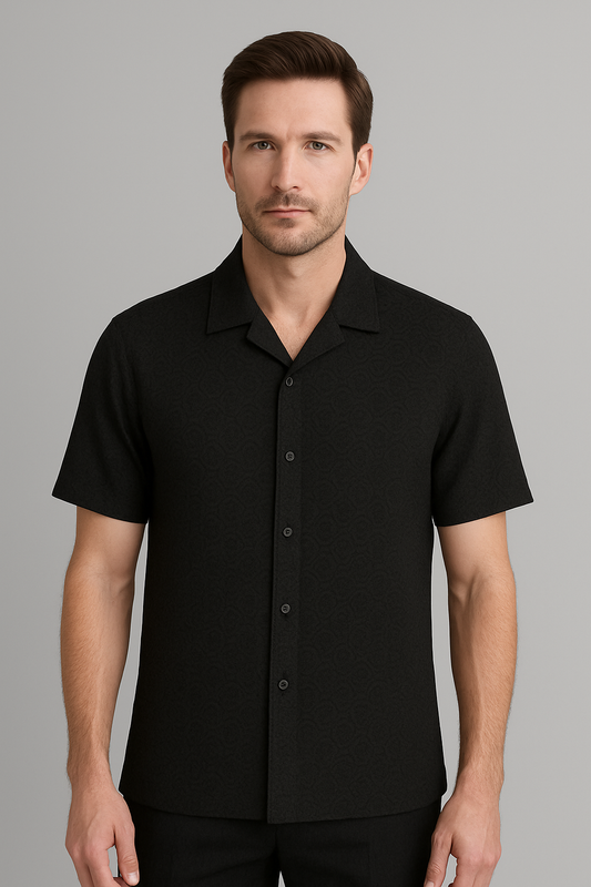 Zelig Branded Casual Textured Shirt Black Color MCS-17