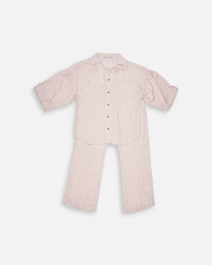 Zelig Branded Pink & White Striped Co-Ord Set WCS-14