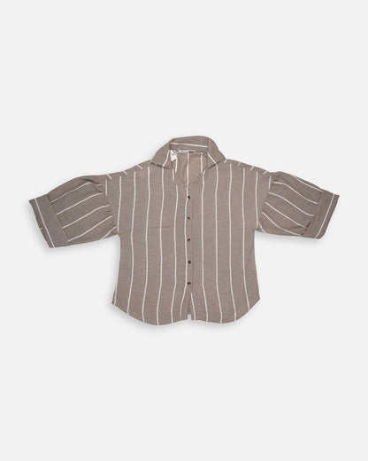 Zelig Branded Light Brown & White Striped Co-Ord Set WCS-11