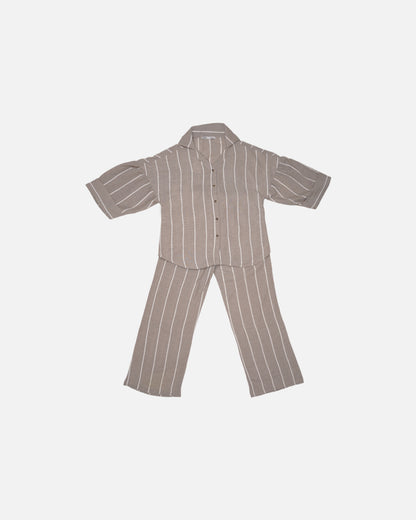 Zelig Branded Light Brown & White Striped Co-Ord Set WCS-11