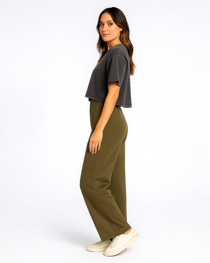 Booh Branded Women Oversized Crop T-Shirt - Charcoal WTT-17