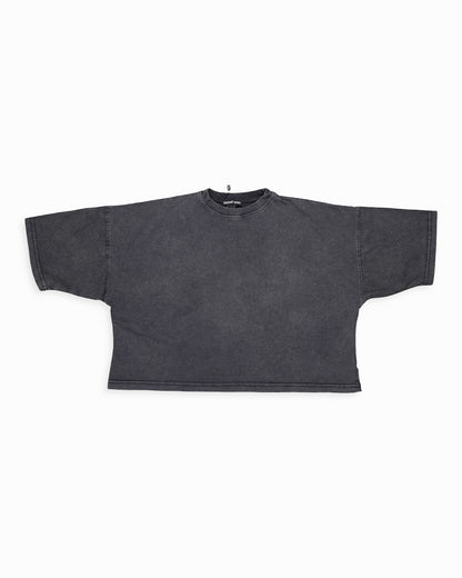 Booh Branded Women Oversized Crop T-Shirt - Charcoal WTT-17