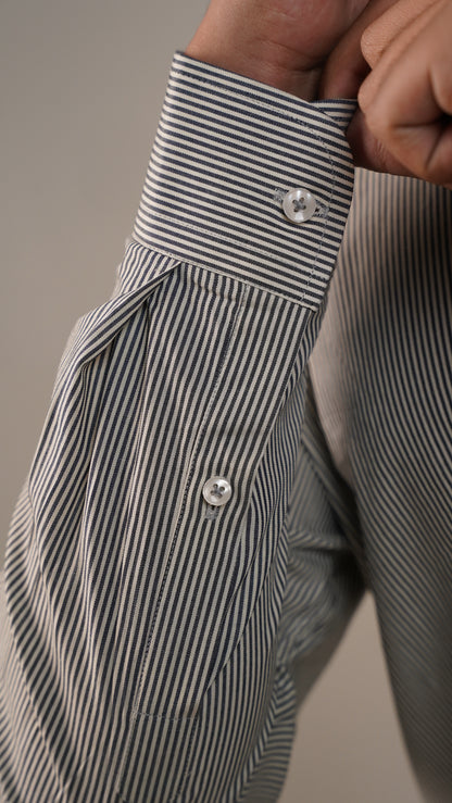 Moos Branded Mens Casual Shirt-Grey Micro-Stripe MCS-44