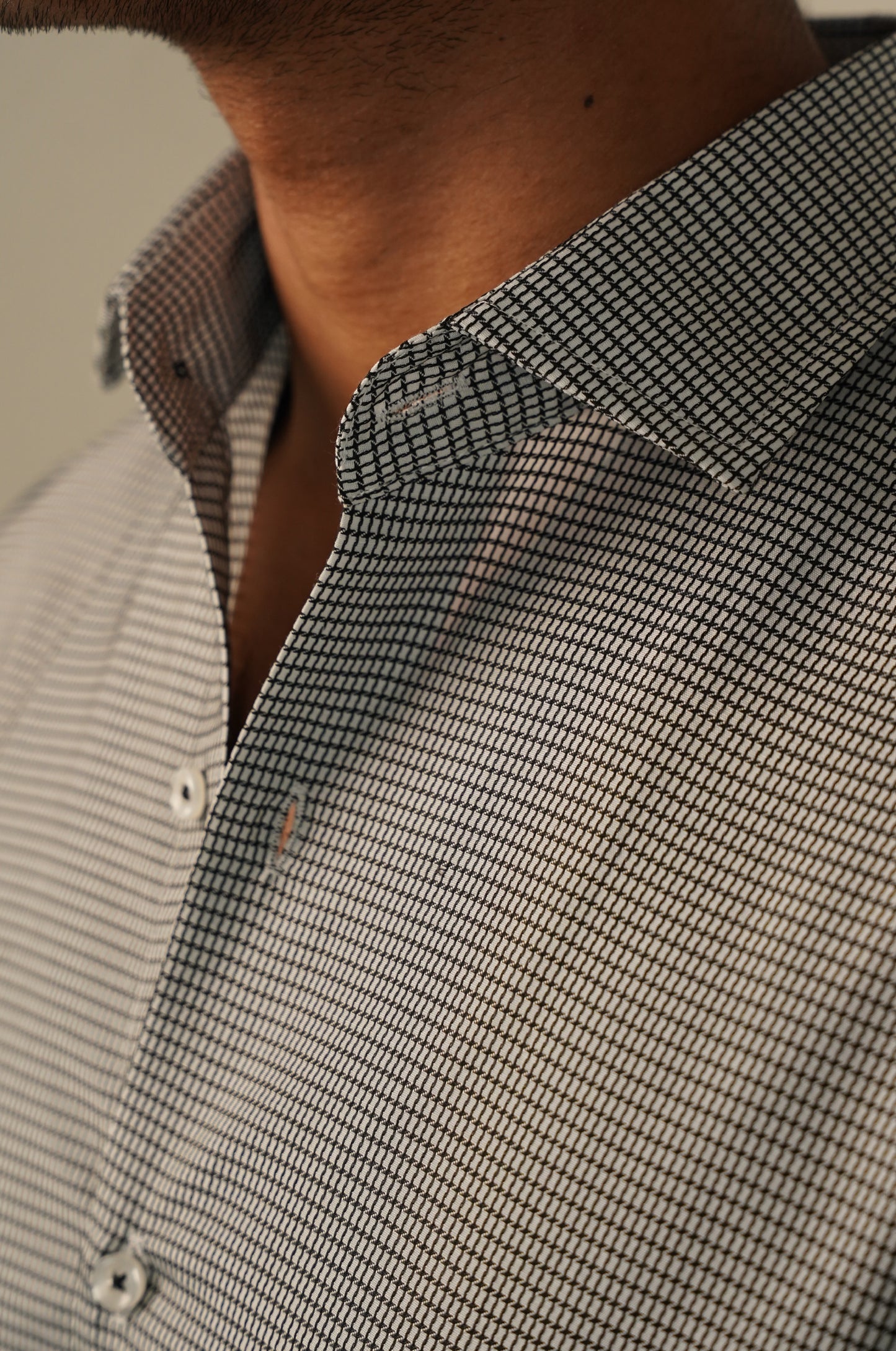 Calvy Klien Branded Mens Formal Shirt-Grey Micro-Check MFS-35