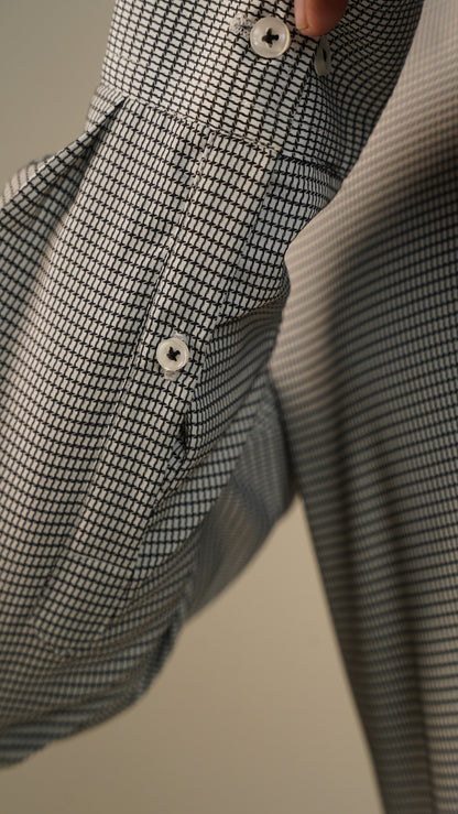 Calvy Klien Branded Mens Formal Shirt-Grey Micro-Check MFS-35