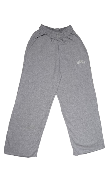 Younglay Branded Wide-Leg Fleece Trouser - Stone Grey UT-28