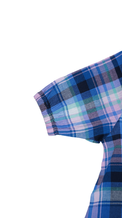 Spark Branded Girls Checkered Shirt  – Blue & Lilac GF-08