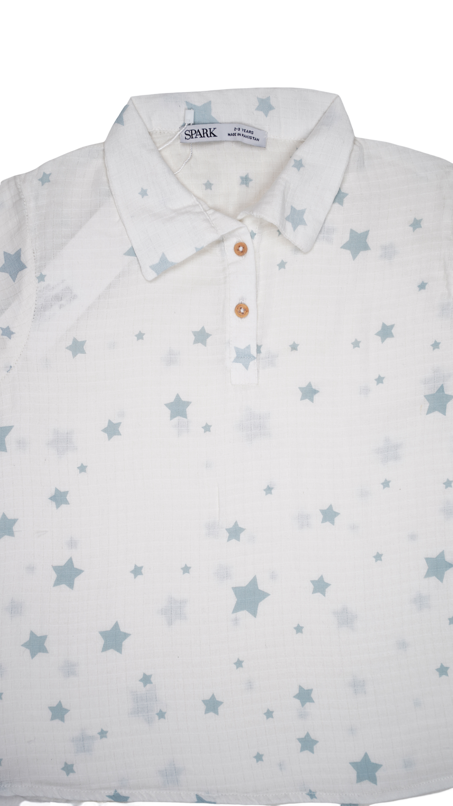 Spark Branded Girls Star Print Cotton Shirt – Soft White GF-02