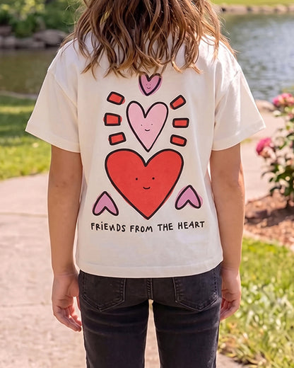 ZARRAA Branded Girl's T-shirt White Color with Red Heart GTS-02