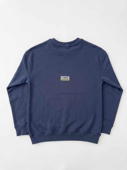 Mangos Branded Women's Tropical Beach Paradise Embroidered Crewneck Sweatshirt – Navy Sp-71