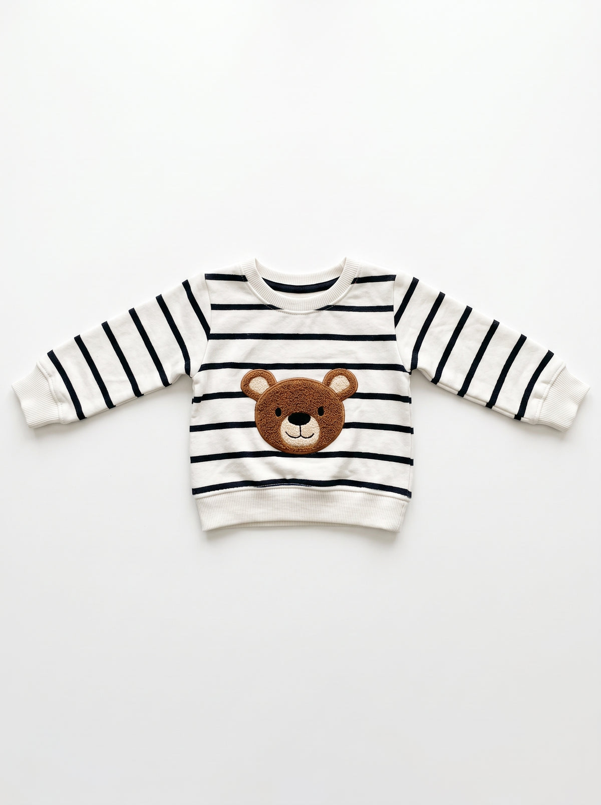 Branded Kids Striped Teddy Bear Patch Sweatshirt Sp-13