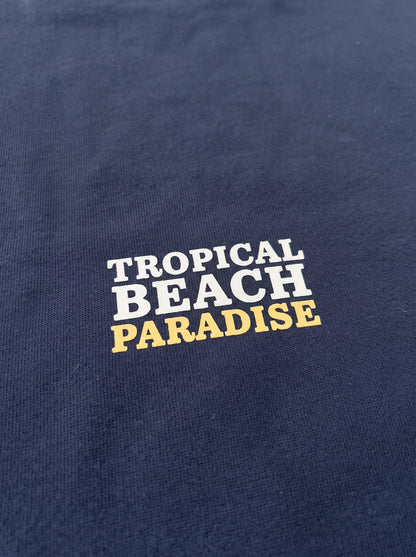 Mangos Branded Women's Tropical Beach Paradise Embroidered Crewneck Sweatshirt – Navy Sp-71