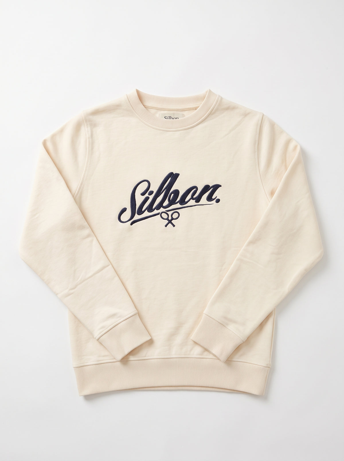 Branded Unisex Embroidered Tennis Logo Sweatshirt - Cream Sp-77