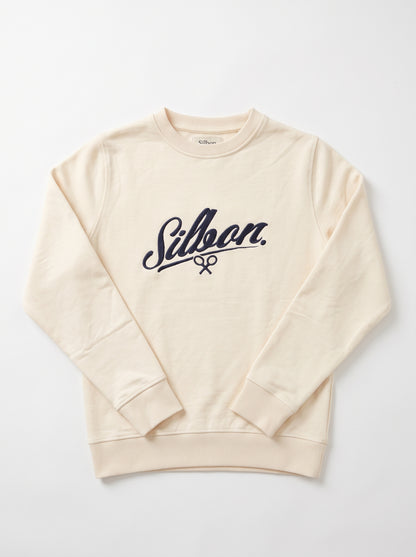 Branded Unisex Embroidered Tennis Logo Sweatshirt - Cream Sp-77