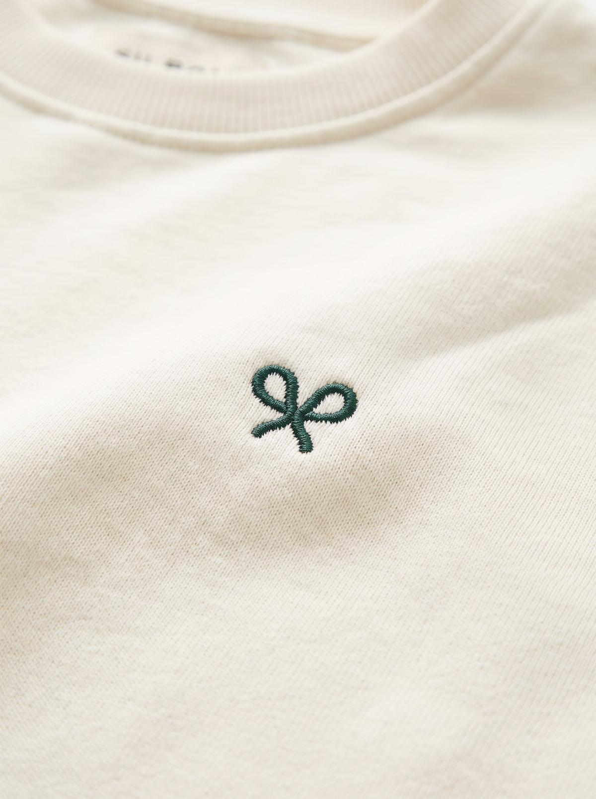 Branded Unisex Ribbon Back-Print Cream Crewneck Sweatshirt Sp-76