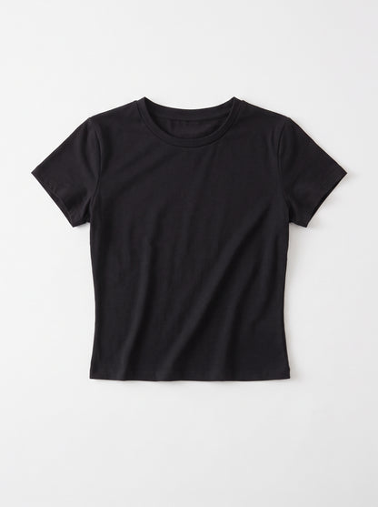 Alos Branded Women's Short Sleeve Athletic Crop Top - Black WTT-22