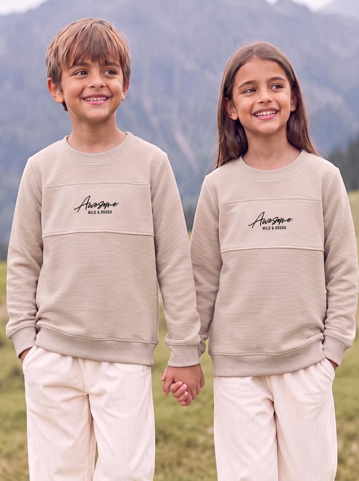 Branded Kids "Wild & Rough Awesome" Beige Sweatshirt Sp-01