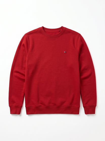 Tomie Hil Branded Mens Red Classic Crewneck Sweatshirt Sp-27