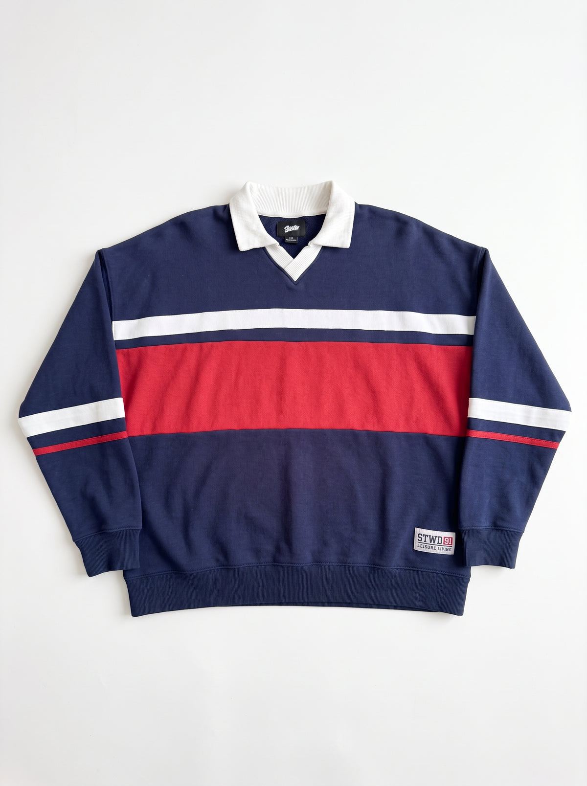 Branded Color-Block Polo Sweatshirt – Navy & Red Sp-72