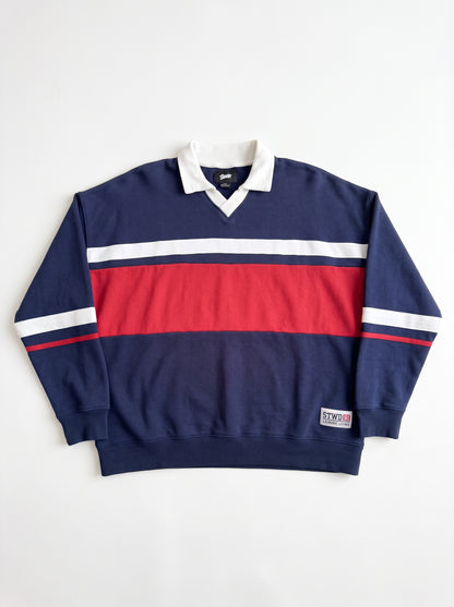 Branded Color-Block Polo Sweatshirt – Navy & Red Sp-72