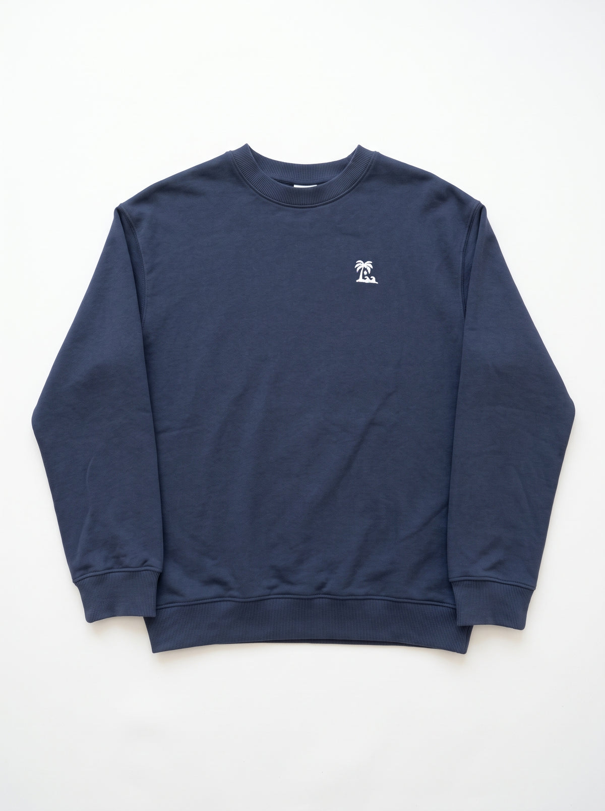 Mangos Branded Women's Tropical Beach Paradise Embroidered Crewneck Sweatshirt – Navy Sp-71