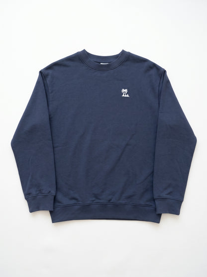 Mangos Branded Women's Tropical Beach Paradise Embroidered Crewneck Sweatshirt – Navy Sp-71