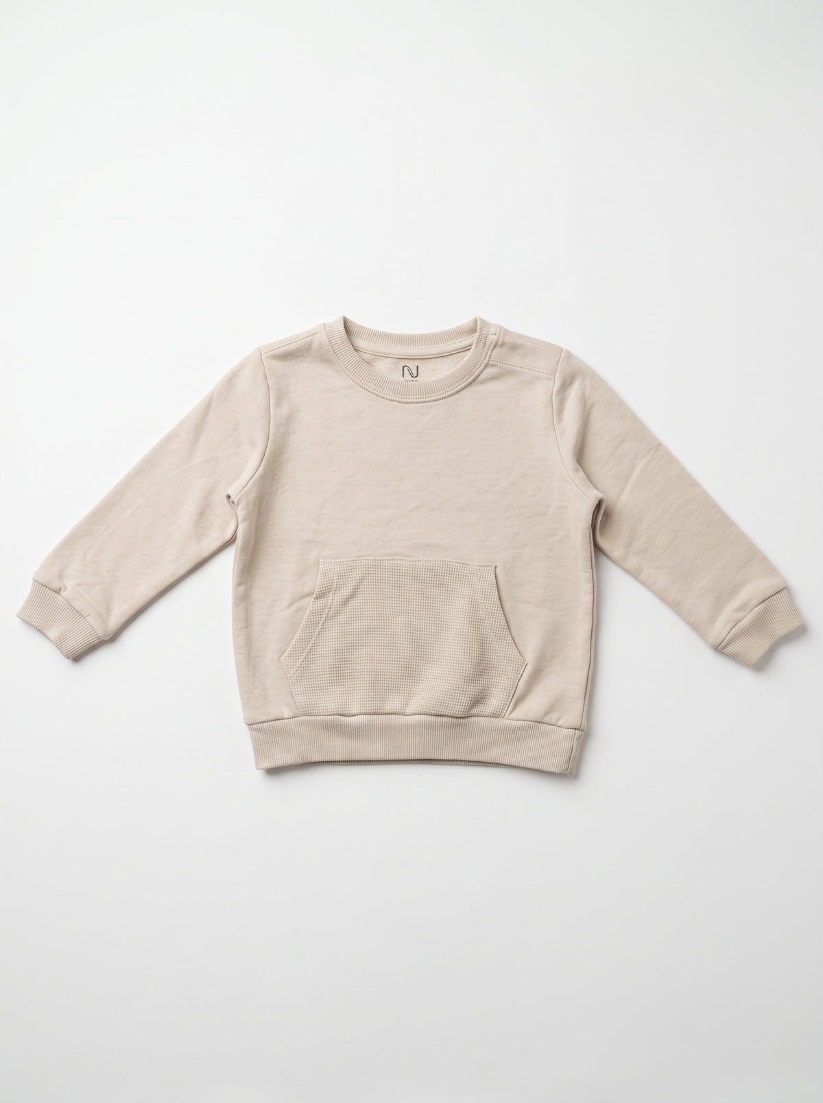 Branded Kids Pocket Accent Beige Sweatshirt Sp-06